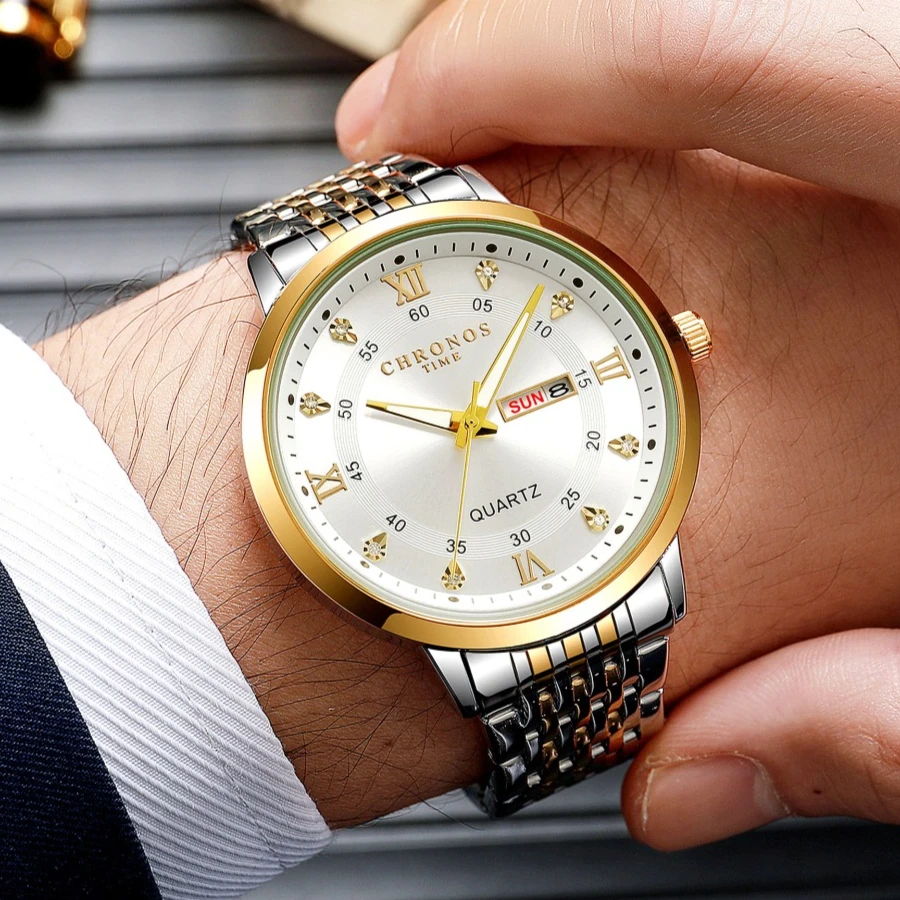 كرونوس الترفيه موضة ساعات رياضية رجالية الفولاذ المقاوم للصدأ التقويم الذكور مقاوم للماء ساعات المعصم في الهواء الطلق Relogio Masculino #2