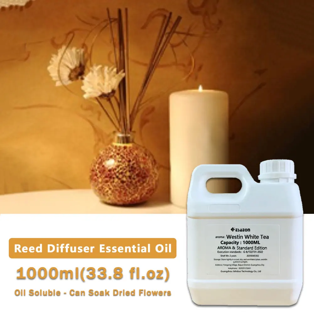 ESAEON 1000ml (33.8 fl.oz) Westin White Tea Essential Oils, For Reed Diffuser & Fireless Aromatherapy, Aroma Reed Diffuser Oil