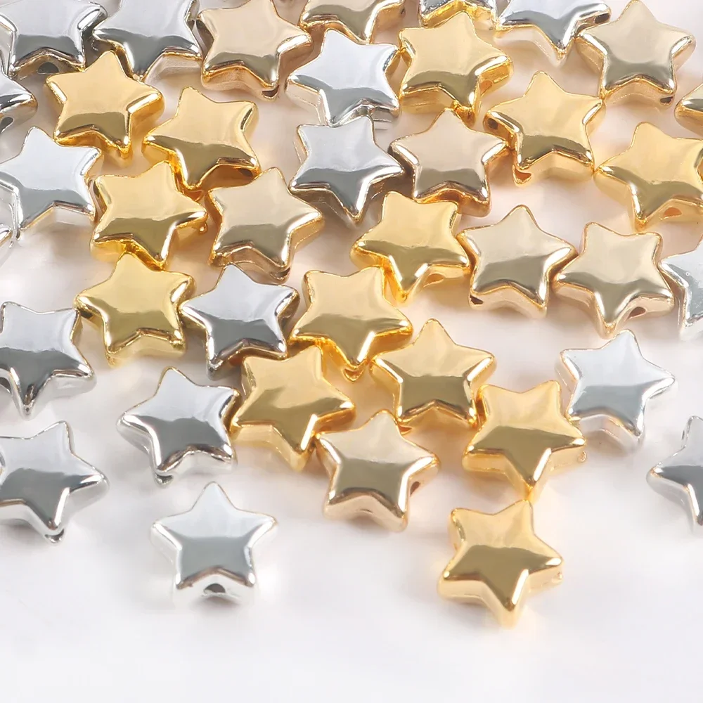 30Pcs CCB Charm Spacer Beads For Jewelry Making Wheel Bead Flat Round Star Hear Shape Beads Diy Bracelets Accessories