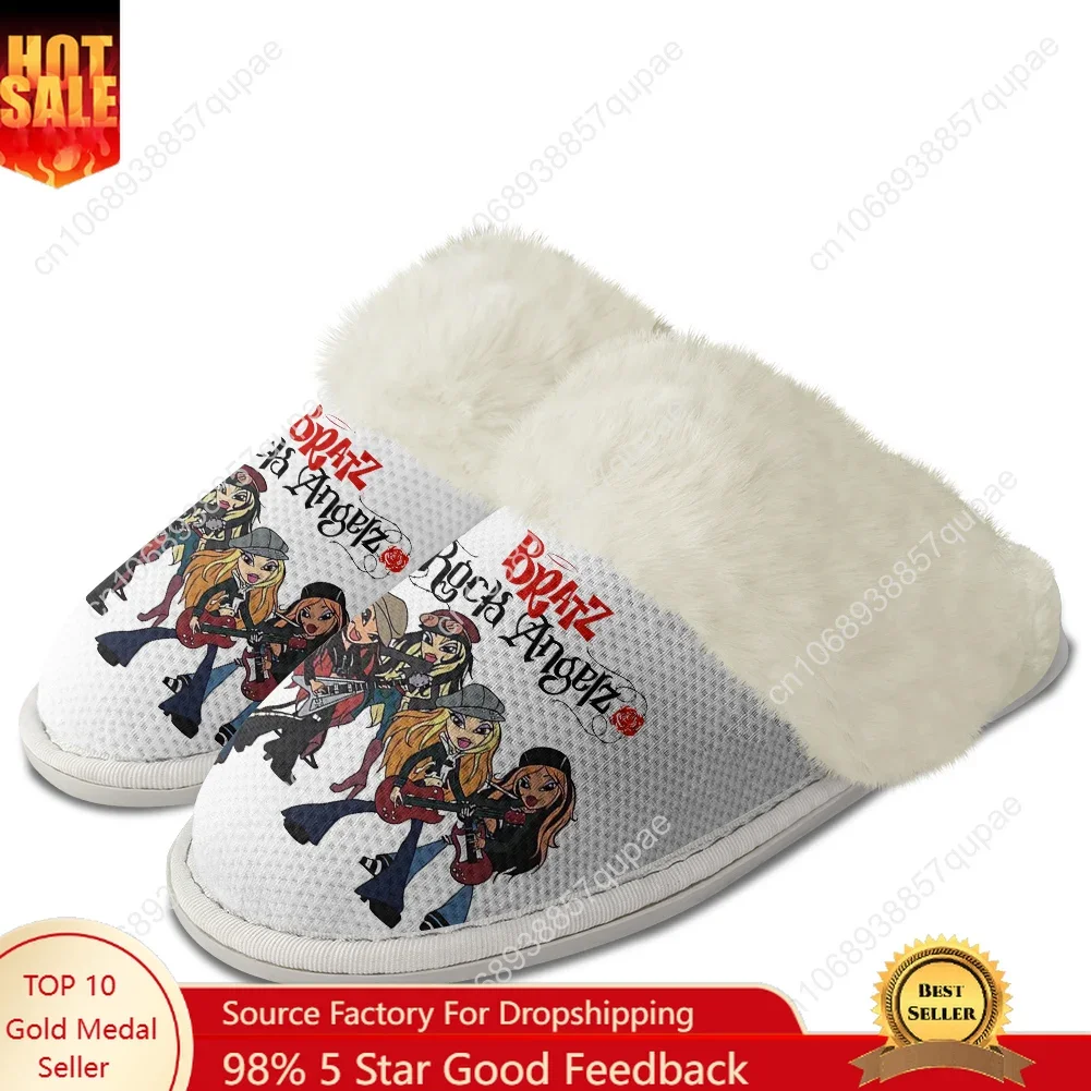 

Bratz Plush Slippers Anime Mens Womens Teenager Y2k Cotton Shoes Home Bedroom Keep Warm Slipper Thermal Lightweight Custom Shoes