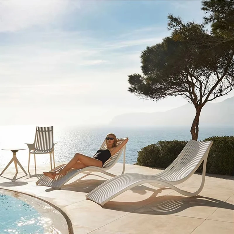 

Modern Outdoor Beach Lounge Chair Waterproof Aluminum Frame Sun Lounger Pool Chaise Lounge