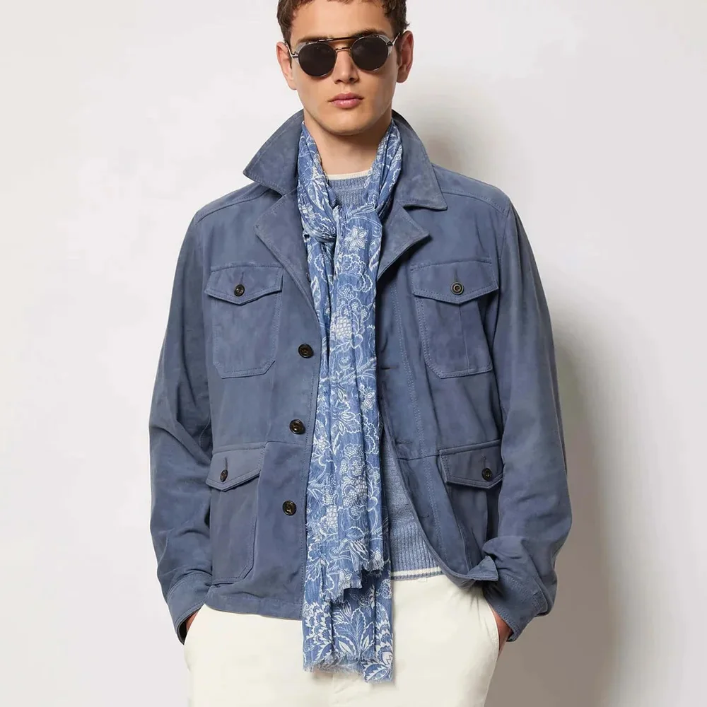 

Only Men's Classic Coat 1PCS 4 Buttoned Pockets Coats Men Suede Jackets for Formal for Suit Stylish Lapel Casual Single-breasted