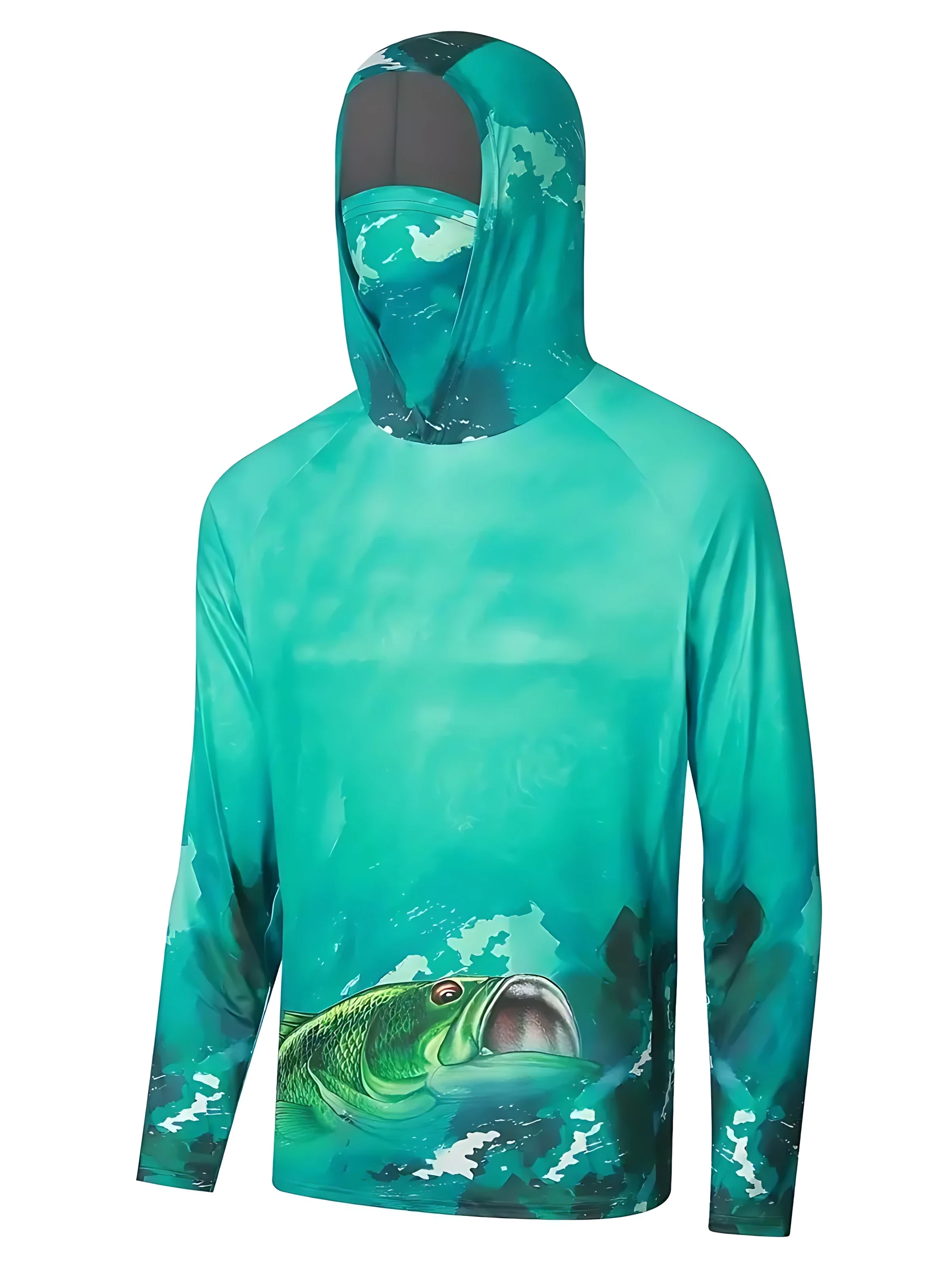 Angelhemd mit Kapuze für Herren, Angelkleidung, Outdoor-Sommer-Masken-Hoodie, Sonnenschutz, UV-Schutz, Performance-Jersey – Detail 14