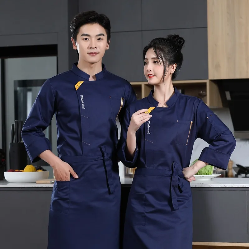 

Водонепроницаемая и маслостойкая одежда для поваров, кухонная одежда, осенне-зимняя рабочая одежда для поваров с длинными рукавами, одежда для выпечки и кондитерских работ.