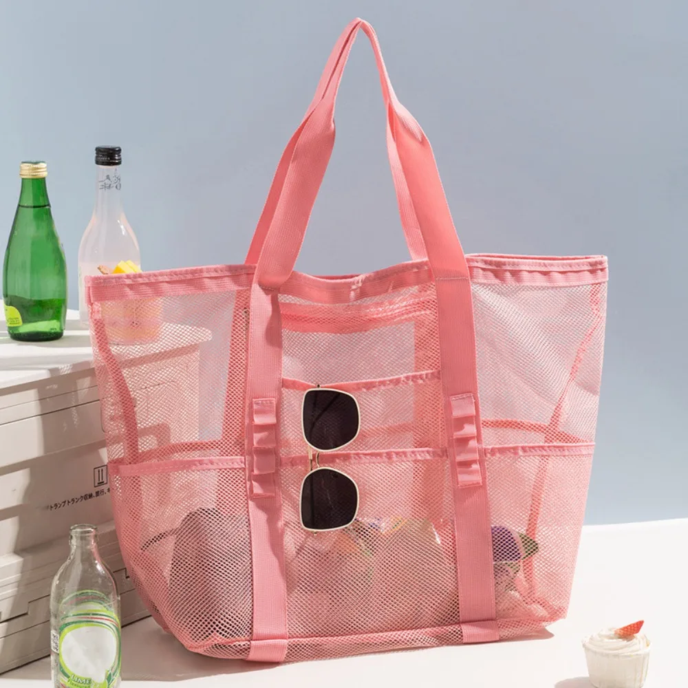 

Toiletry Bag Nylon Mesh Beach Bag Large Capacity Foldable Toiletry Storage Bag Breathable Multifunctional Swimming Bag Outdoor