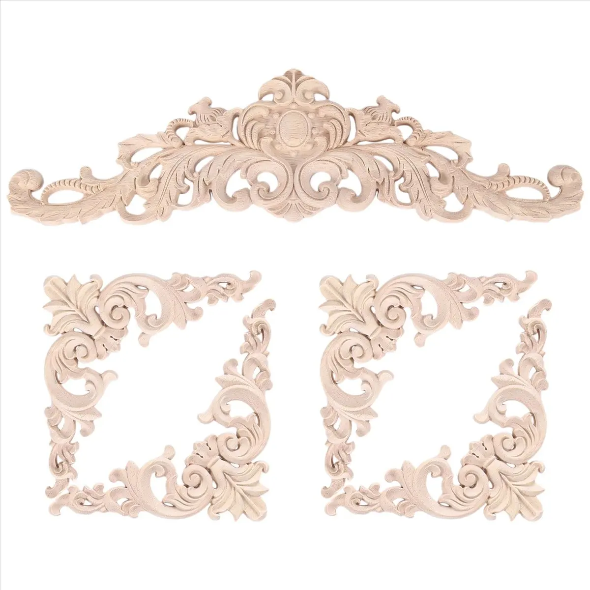 ✼Wood Appliques Onlays Decorative Wood Appliques DIY Wood Appliques for Mirror Bed Door Cabinet Wardrobe Furniture