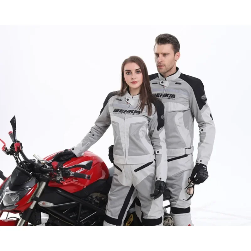 BENKIA Motorcycle Riding Top Jacket Men and Women Breathable Locomotive Suit Racing Rally Anti-drop Motorcycle Jacket  Armor