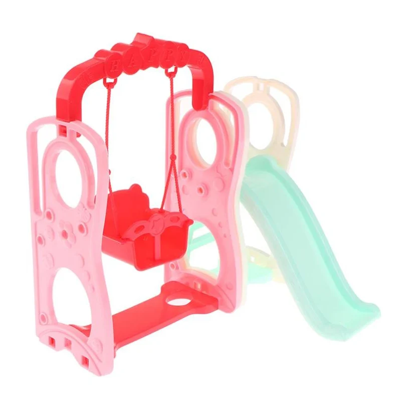 1 Set Doll Accessories Slide Amusement Park for Kelly Doll 1/12 Size Doll Furniture Kindergarten Slide Swing Play House DIY Toy