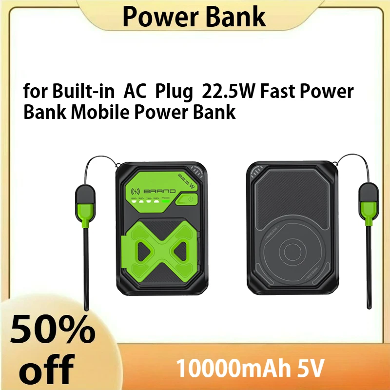 

10000mAh 5V Built-in AC Plug 22.5W Fast P Ower Bank Mobile Power Bank