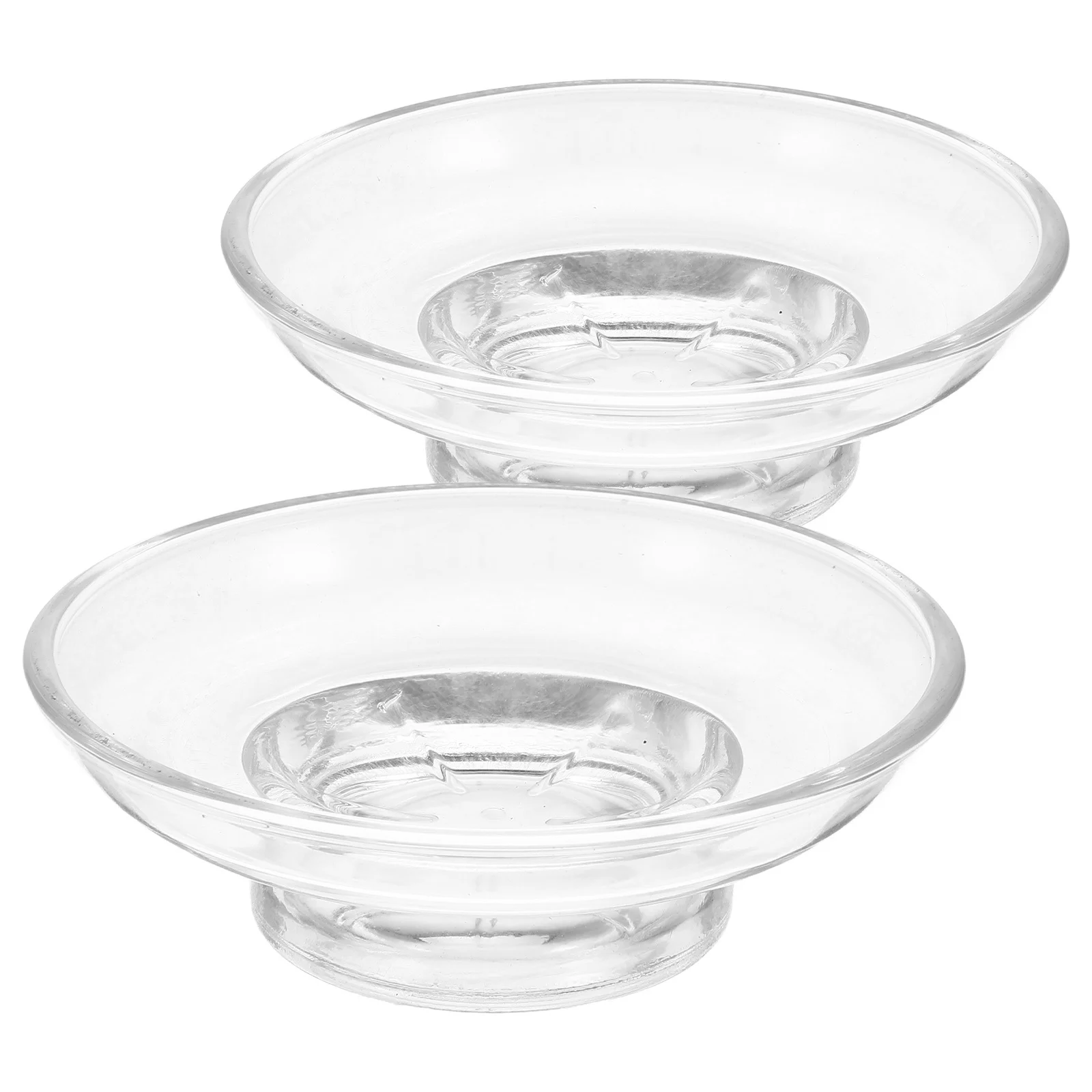 

2pcs Clear Glass Dish Self Draining Bar Holder For Bathroom Kitchen Use Glass Soap Tray Soap Storage Container