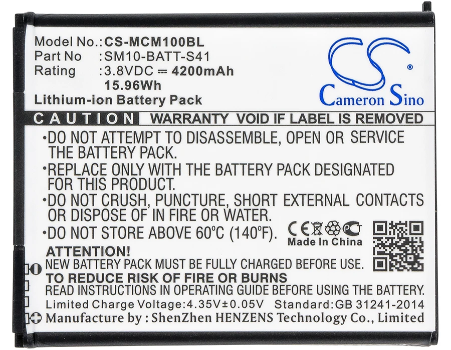 Barcode Scanner Battery For M3 Mobile  SM10, SM10LTE  SM10-BATT-S41