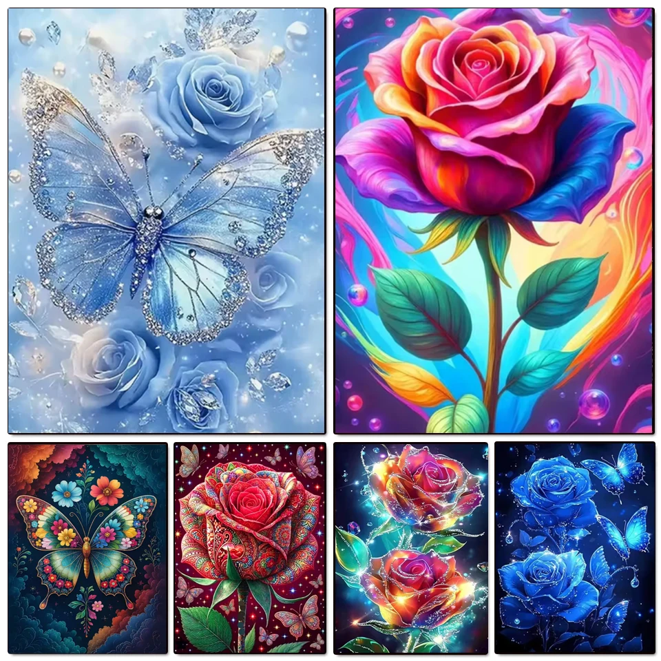 Resin Art For Rose - DIY 다이아몬드 페인팅 화려한 장미 나비