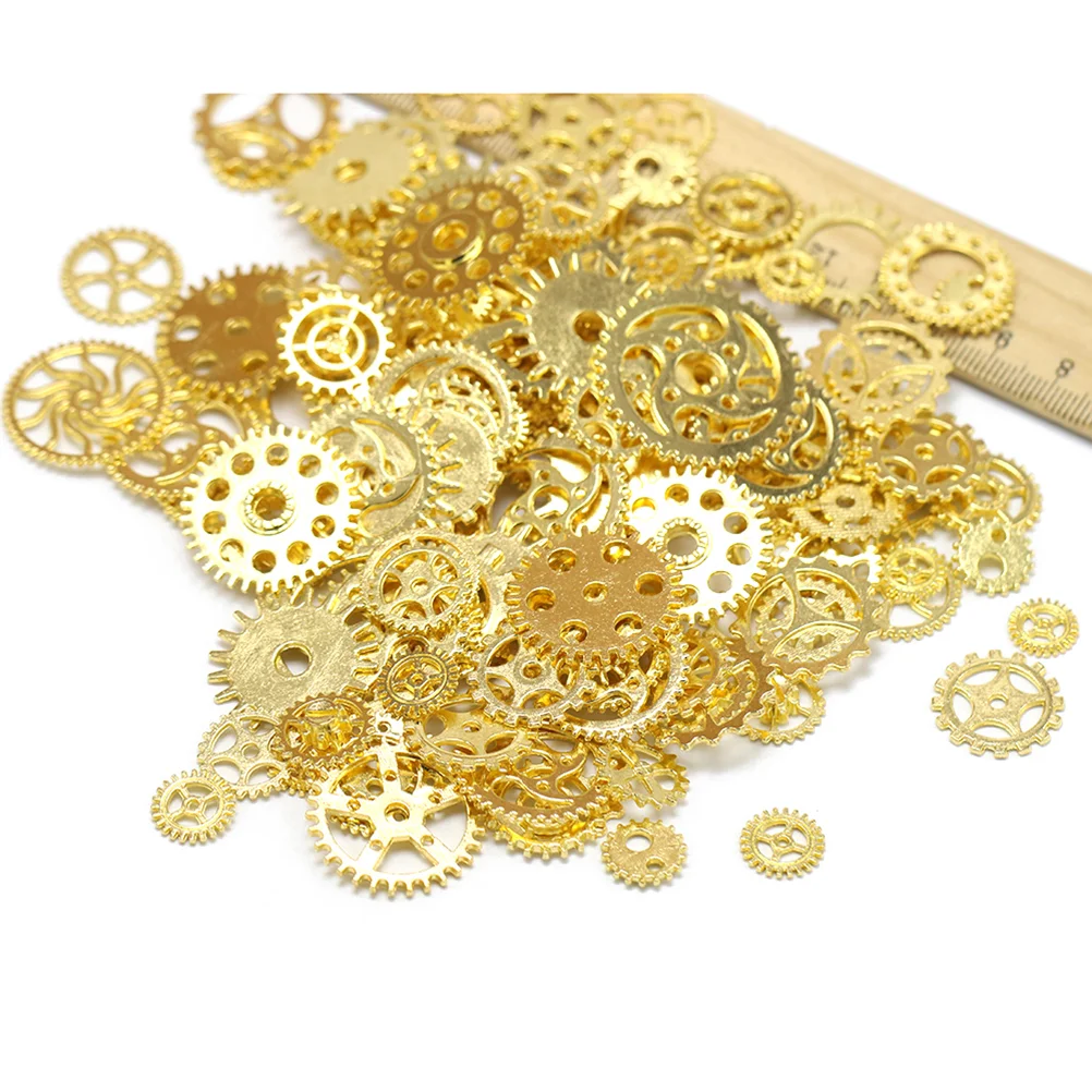 50 Pcs Steampunk Gear Charms Necklace Bulk DIY Supplies Pendant for Jewelry Making