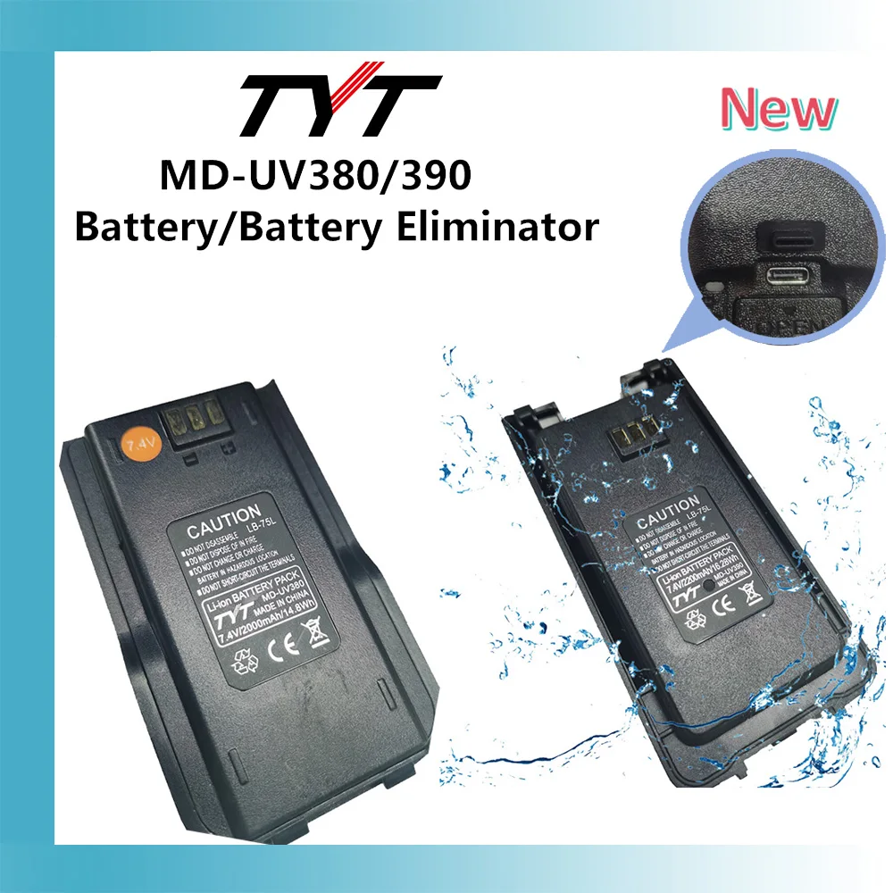 100% batterie originale Type-C Eddie ion adaptée pour TYT MD-UV380 MD-UV390 radio numérique