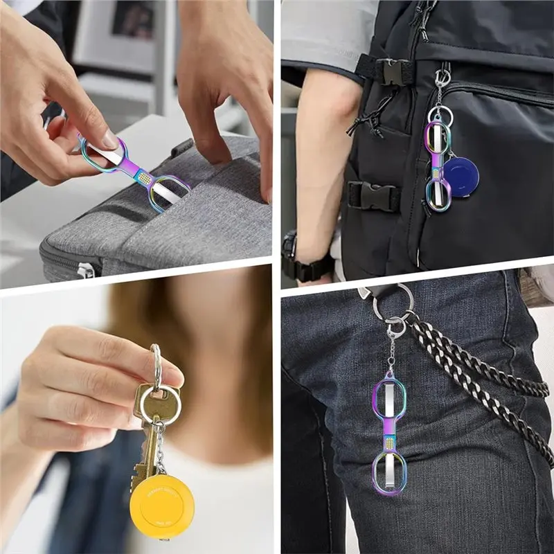 

Y17A Foldable Scissors(6 Pack) With Integrated Tape Measure& Keychain-Nurse, Badge Mini, Travel, Home, Office, Craft, Sewing
