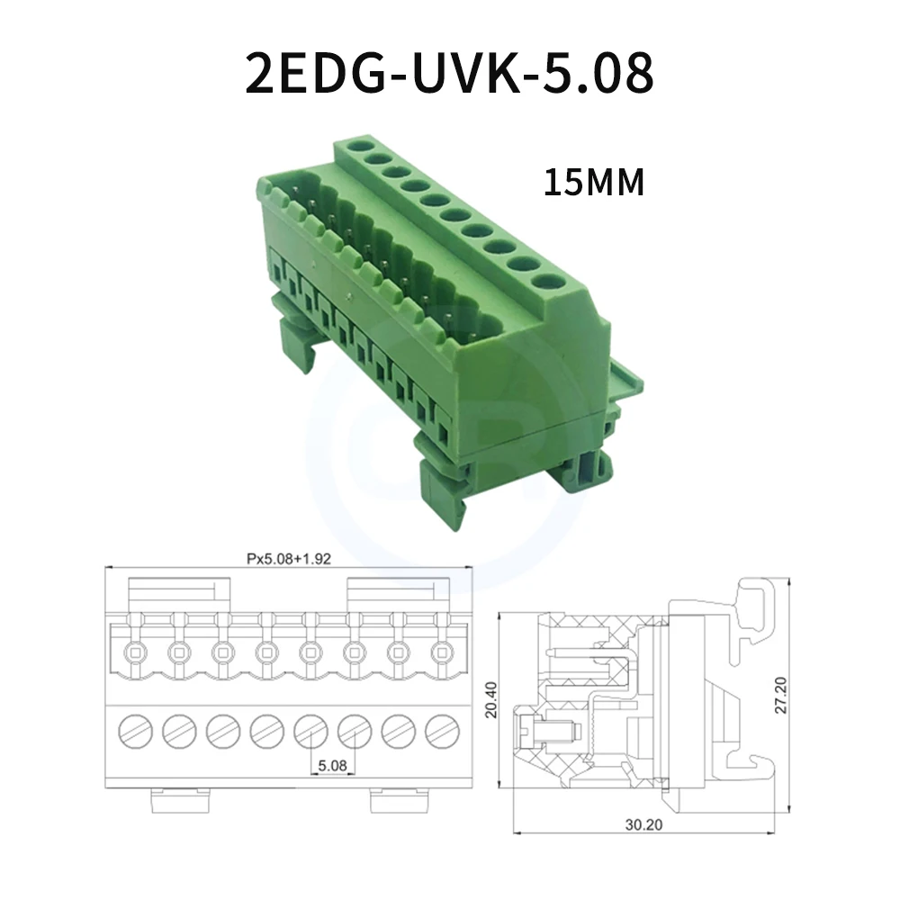 (5 Sets) 2EDG UVK 5,08mm Schienen-Steckklemmenblock 35 Schienen Einrastbare Beine Lötfreie Steckverbinder KA Steckdose 2-24-polig – Detail 6