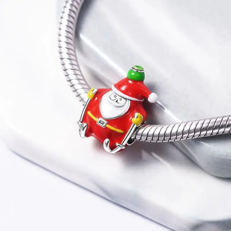 New 925 Silver Plated Christmas Stocking Snowman Santa Claus Charm beads fit Original Pandora Bracelet Trinket DIY Women Jewelry