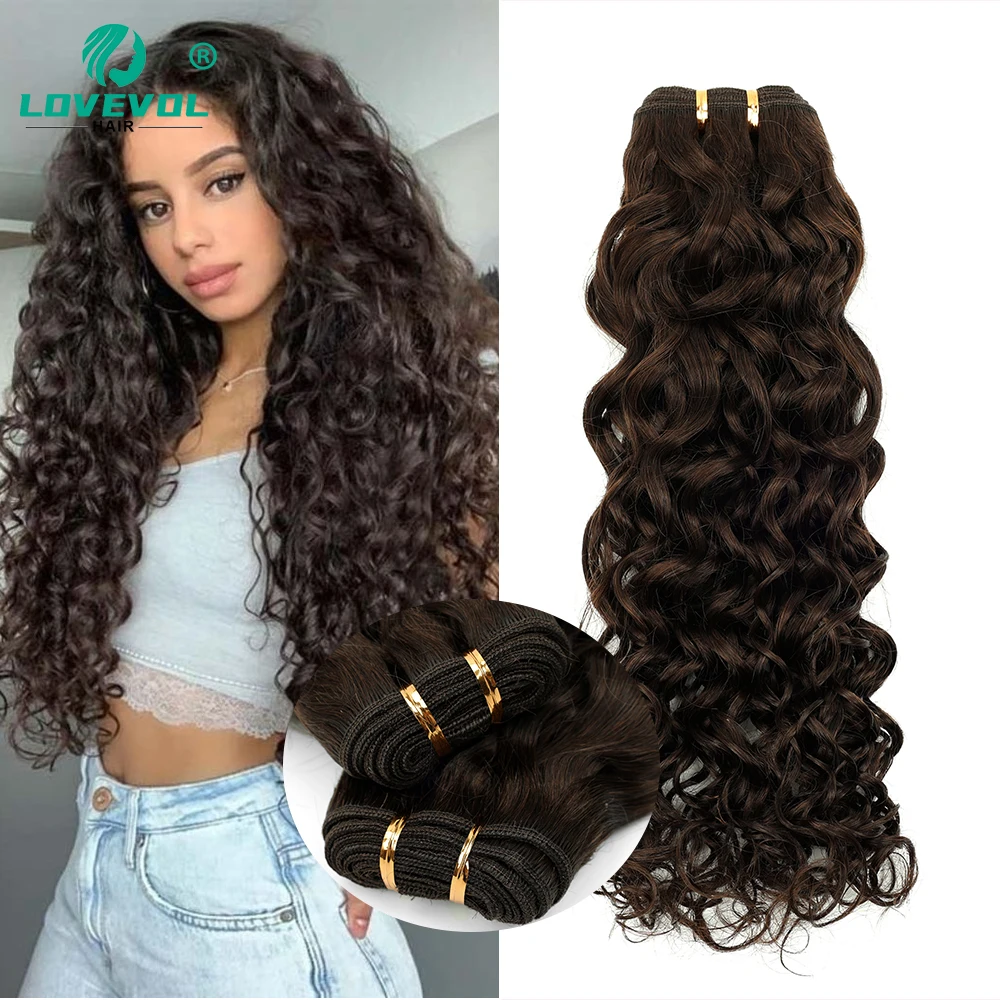 Lovevol 100% Human Hair Bundles Brazilian Natural Curly Weaves Weft Machine Made Remy Hair Dark Brown Hair Bundles 12