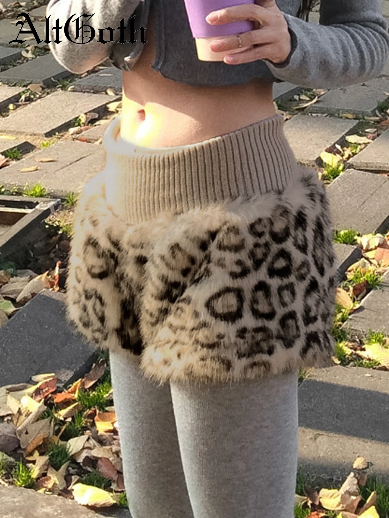 AltGoth Y2k Gothic Leopard Shorts Women Streetwear Vintage Harajuku 2000s Vintage Fur Patchwork High Waist Casual Shorts Female