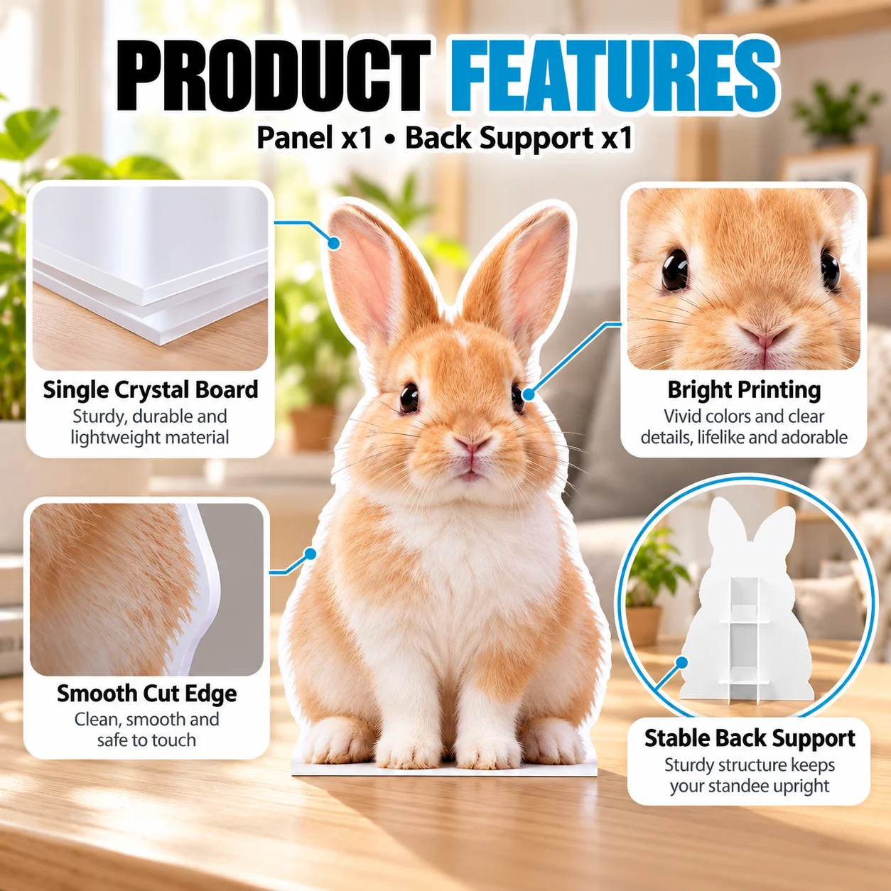 Custom Pet Photo Standee, Personalized Pet Cardboard Cutout Single Crystal Board Display with Support for Party Wedding Decor view 5