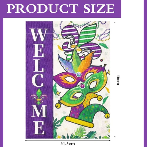 Mardi-Gras Garden Flag 12.5 X 18 Inch Double Sided Decorative Flag Masquerade Ma OOV IIC