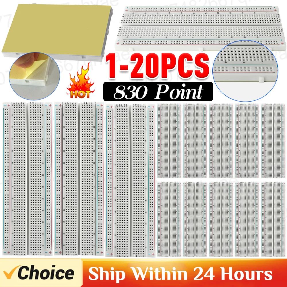 1-20pcs Breadboard 830 Point PCB Board MB-102 MB102 Test Develop Nodemcu Raspberri PI 2 lcd High Frequency 40pin Dupont Line