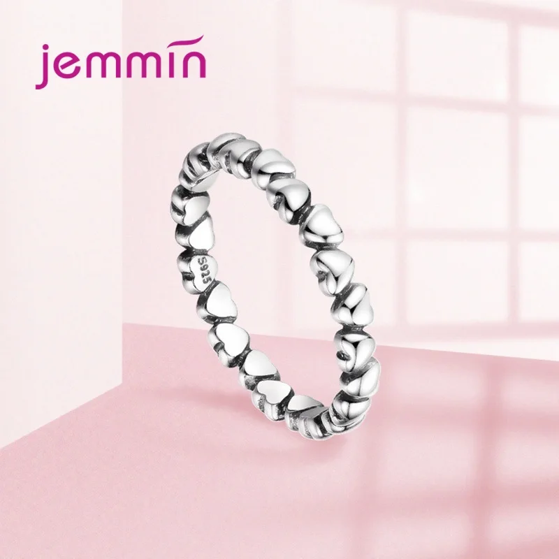 100% Solid Sterling Silver  Love Heart Finger Ring Romantic Love Wedding Engagement Ring For Women Original Jewelry Gift