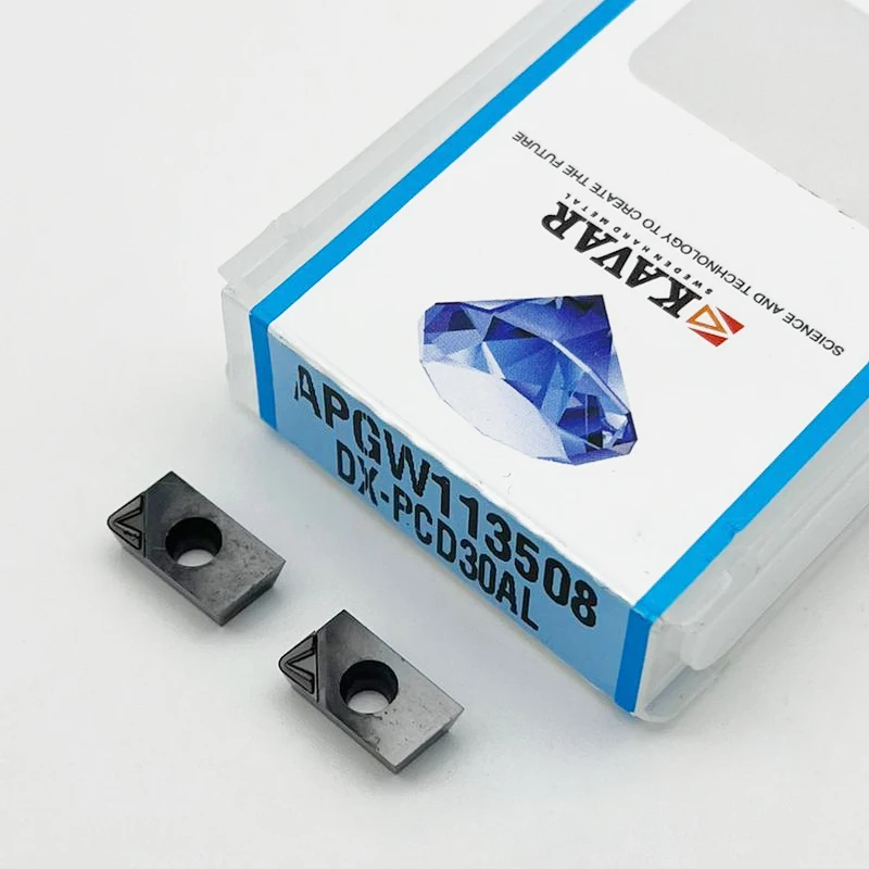 APGW APKT PCD Diamond Insert  APGW1135 04 08 PCD30AL Chip Breaking Tool Aluminum Alloy End Mill Tool CNC Carbide PCD Insert