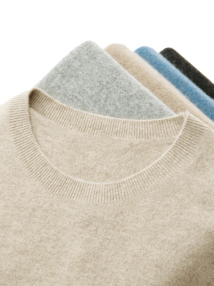 Men 100% Merino Wool Sweater Basic O-neck Wool Pullover Autumn Winter Long Sleeve Soft Jumper Smart Casual Knitwear Popular Tops
