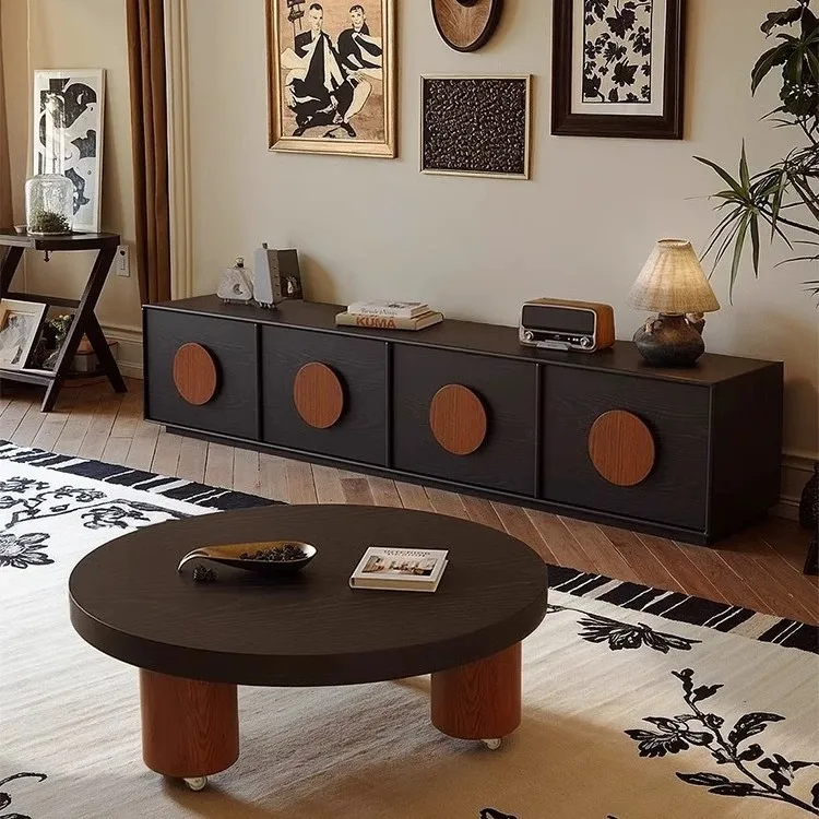 

Black walnut solid wood coffee table, living room storage square medium and ancient style small apartment coffee table