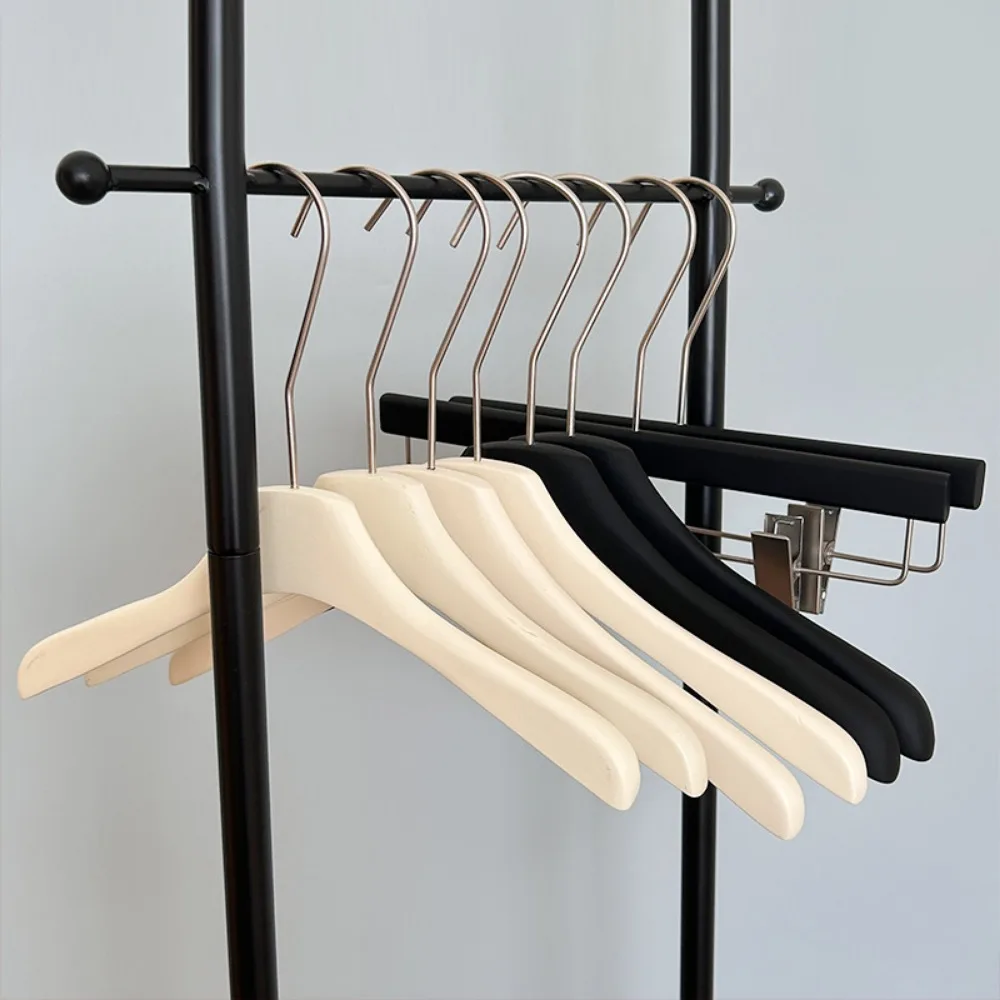 

2PCS High-Grade Rubberwood Wood Clothes Hanger with Clip Non Slip Skirt Hanger Trouser Rack for Dress Jacket