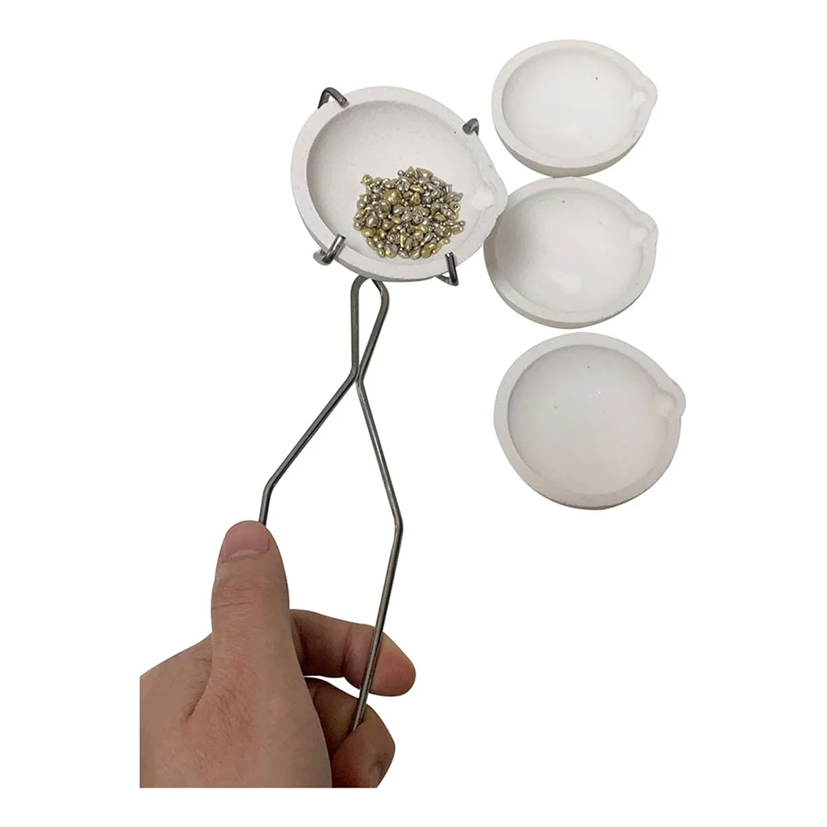 AA87C 4 Buah Cangkir Piring Mangkuk Wadah Kuarsa Keramik untuk Mencair Pegangan Penjepit Cambuk Tembaga Perak Emas dan 20G Boraks