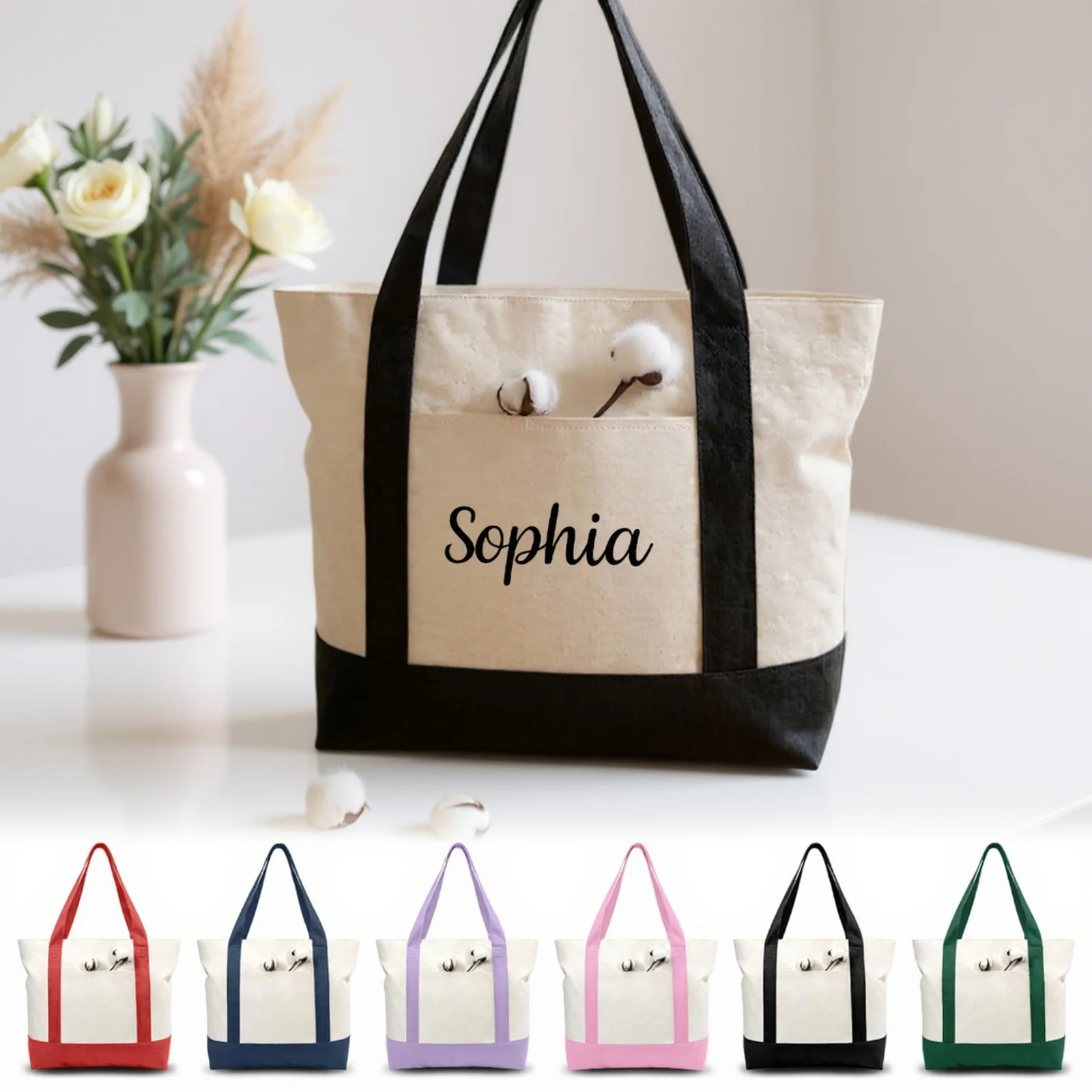 Bolsa de compras personalizada de una pieza, bolsa de mano para damas de honor, bolsa de mano para fiesta nupcial (grande)
