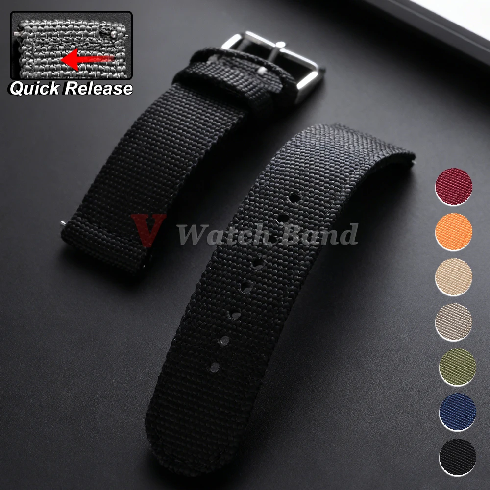18mm 20mm 22mm 24mm Schnellverschluss Nylon-Uhrenarmband Handgelenk-Armbänder mit Dornschließe Uhrenarmbänder für Smartwatch Herren-Accessoires