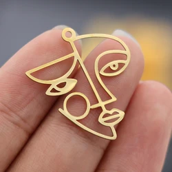3pcs Picasso Abstract Art Lady Face Portrait Stainless Steel Pendant Charms for Jewelry Making Necklace Earrings diy Accessories