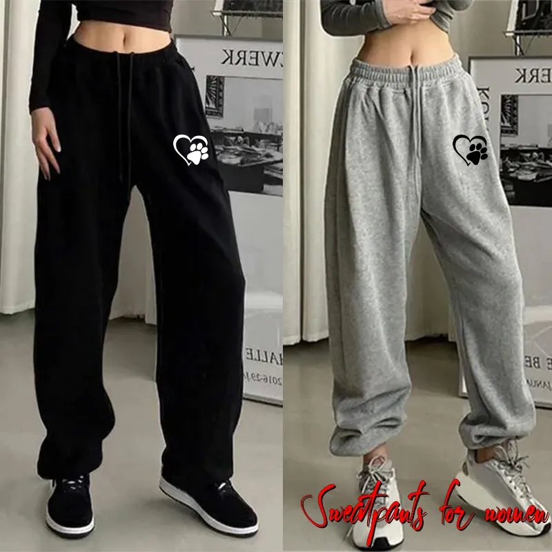 

Womens Pants Loose Long Pants Outwear Fashion Cute Cat Paw Printed Trousers Spring Autumn Winter Sweatpants