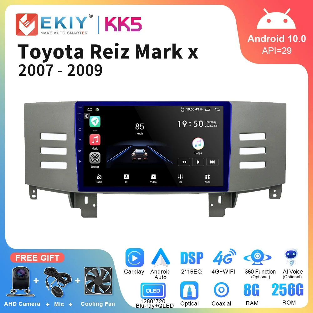 

EKIY KK5 8G 128G 2 Din Android 10 Car Radio For Toyota Reiz Mark x 2007 - 2009 Multimedia Video Player Carplay Auto Stereo GPS