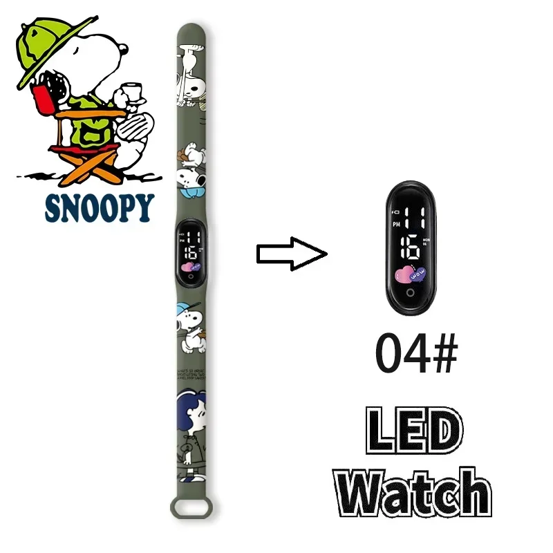 Disney Snoopy Watch Cartoon Anime Character Action Figures Luminous Bracelet Watch LED Touch Waterproof Sports Kids Watch Gift