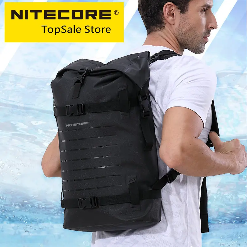 NITECORE WDB20 20L Outdoor Waterproof Backpack Women Men Nylon Fishing Travel Sports Hiking Trekking Dry Bag 500D TPU Black