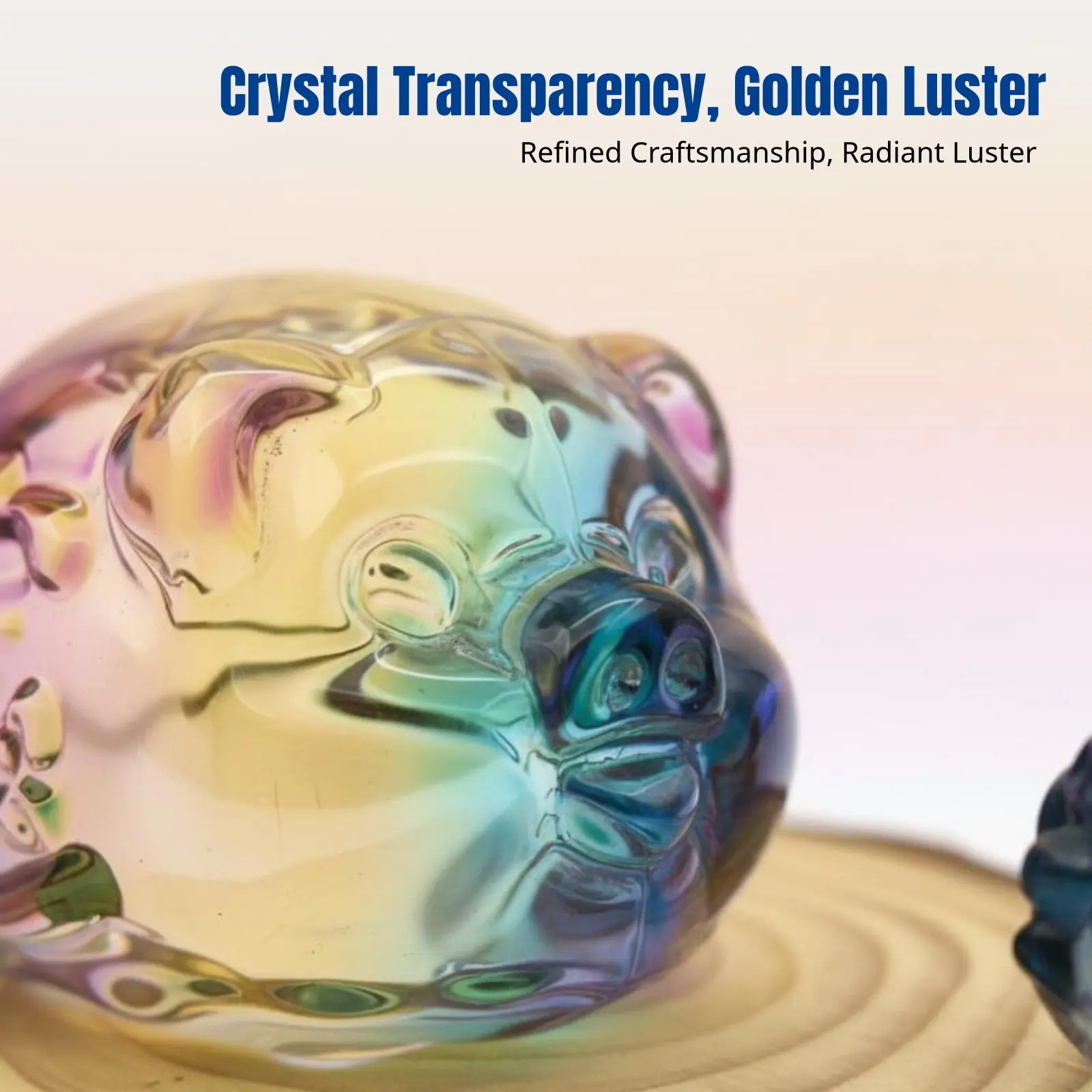 Crystal Golden Pig Ornament Lucky Fortune Pig Statue Desktop Decoration for Home Office Housewarming Gift Collection - view 3