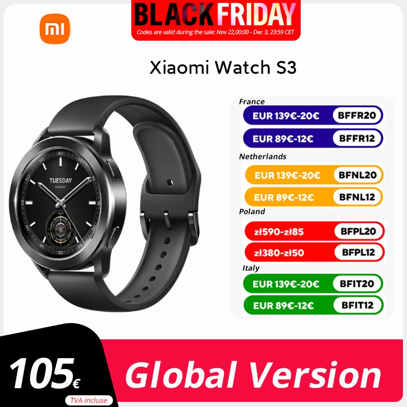 Global Version Xiaomi Watch S3 1.43” AMOLED AII -New MIUI Watch OS 486mAh battery Advanced health detection