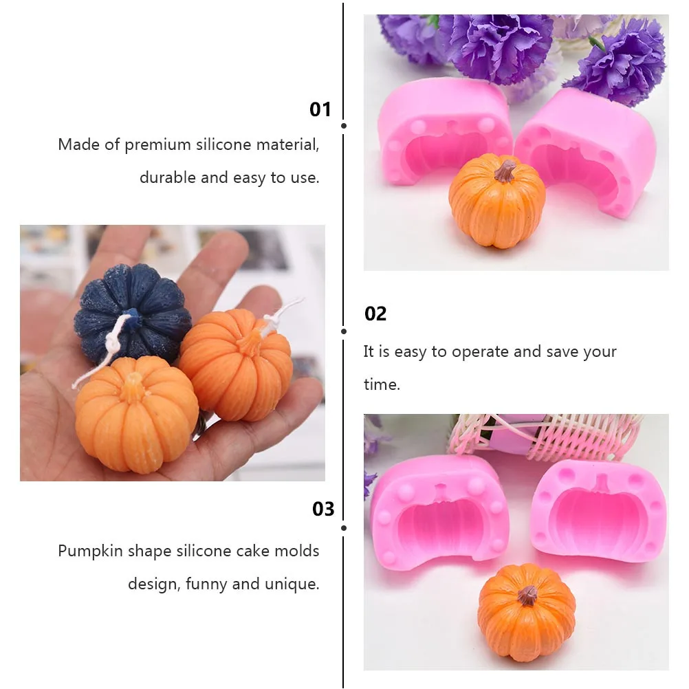 

2Pairs Pumpkin Shape Silicone Cake Molds Pink DIY Baking Tool Creative Dessert Mold Easy to Use and Save Time Lovely Cake Mold