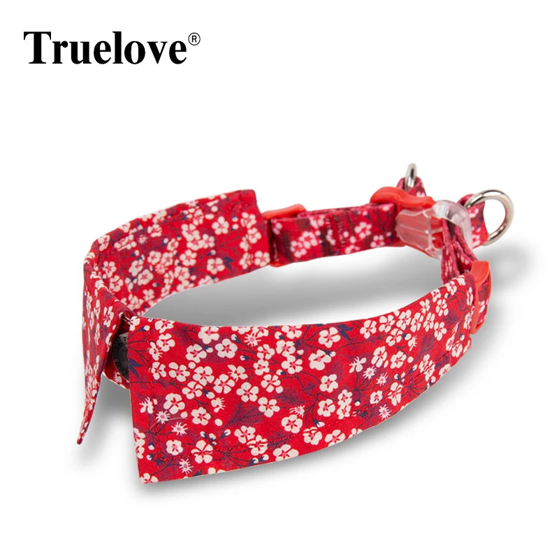 Truelove Cat Collar Cute Floral Pet Collar Cotton with Bow Pet Gift Adjustable Soft and Comfy Bowtie Small Medium Dog TLC5411