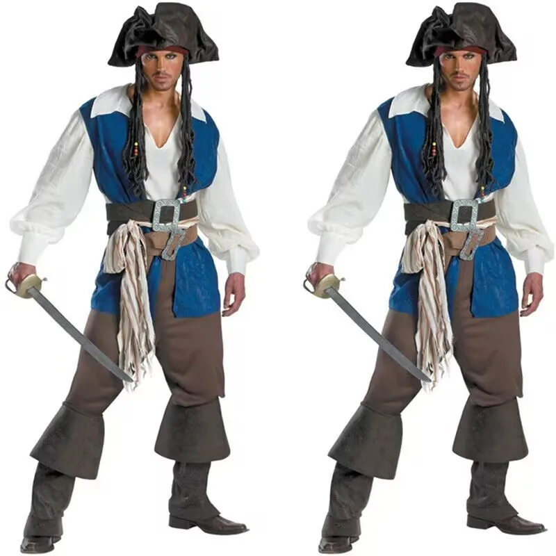 Caribbean Pirate Captain Sailor Uniforms Pirates Cosplay Role Play Costumes  Halloween Game Suit Woman Men Stage Outfit