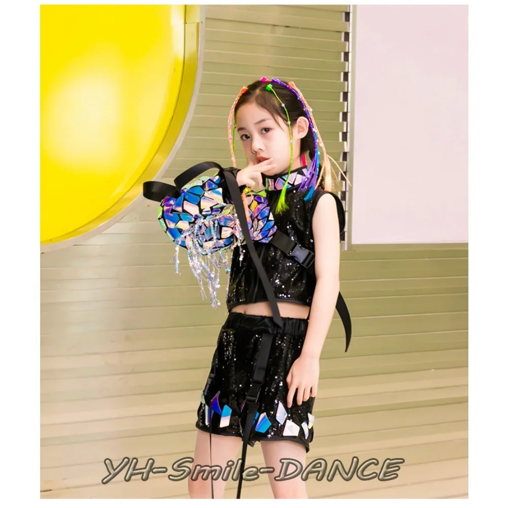 Outfit Catwalk Show Boys Girls Jazz Dance Costume Modern Street Dance Children Tooling jumpsuits Hip Hop Set Kids Performance