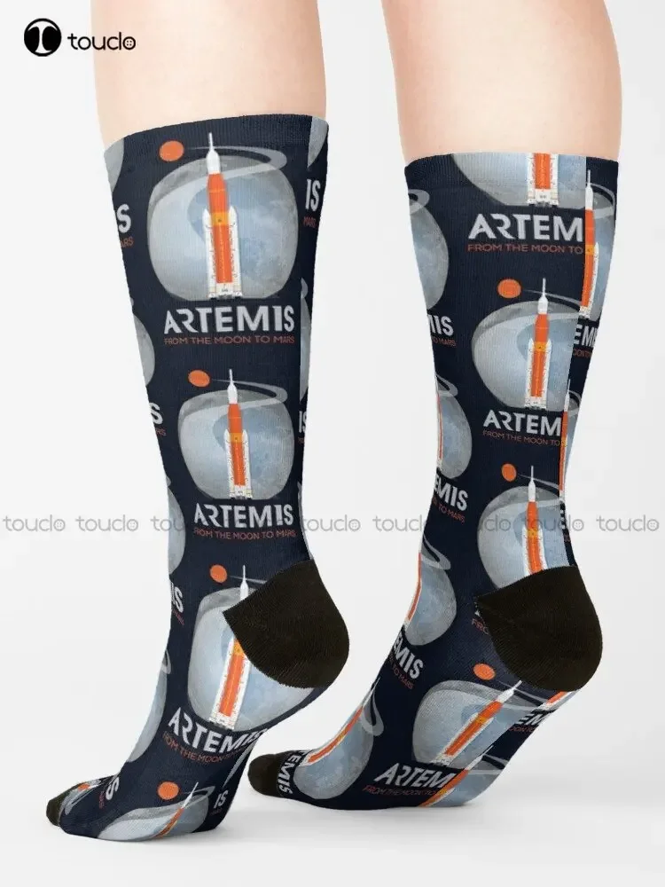 Artemis Space Program Fan Art Socks Cotton Socks For Men Fashion Creative Leisure Funny Art Abstract Oil Painting Socks Funny