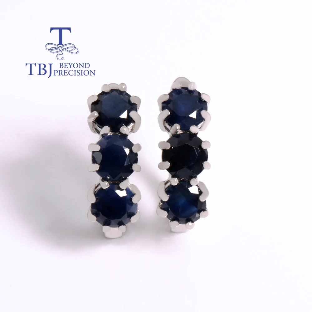 

Elegantly designed natural blue sapphire earrings S925 silver Real gemstone fine jewelry for women's anniversary wedding gifts