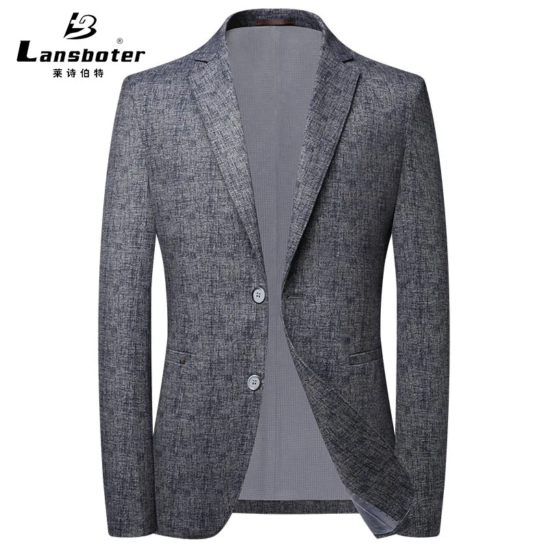 

Lansboter Grey Spring Men's Suit Outerwear Suitable For Business Leisure Daily Middle-aged And Young Korean Version Slim Fitting