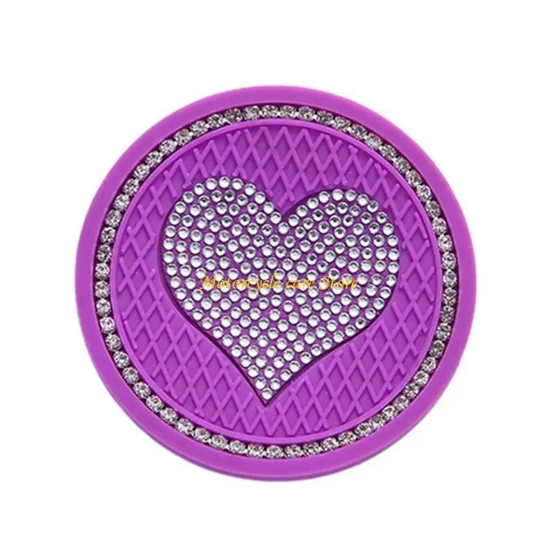 U75F Car Water Cup Holder Pad Honeycomb Heart Diamond Embeded Design Non-slip Mat Auto Bottle Holder Insert Coasters 2.75in
