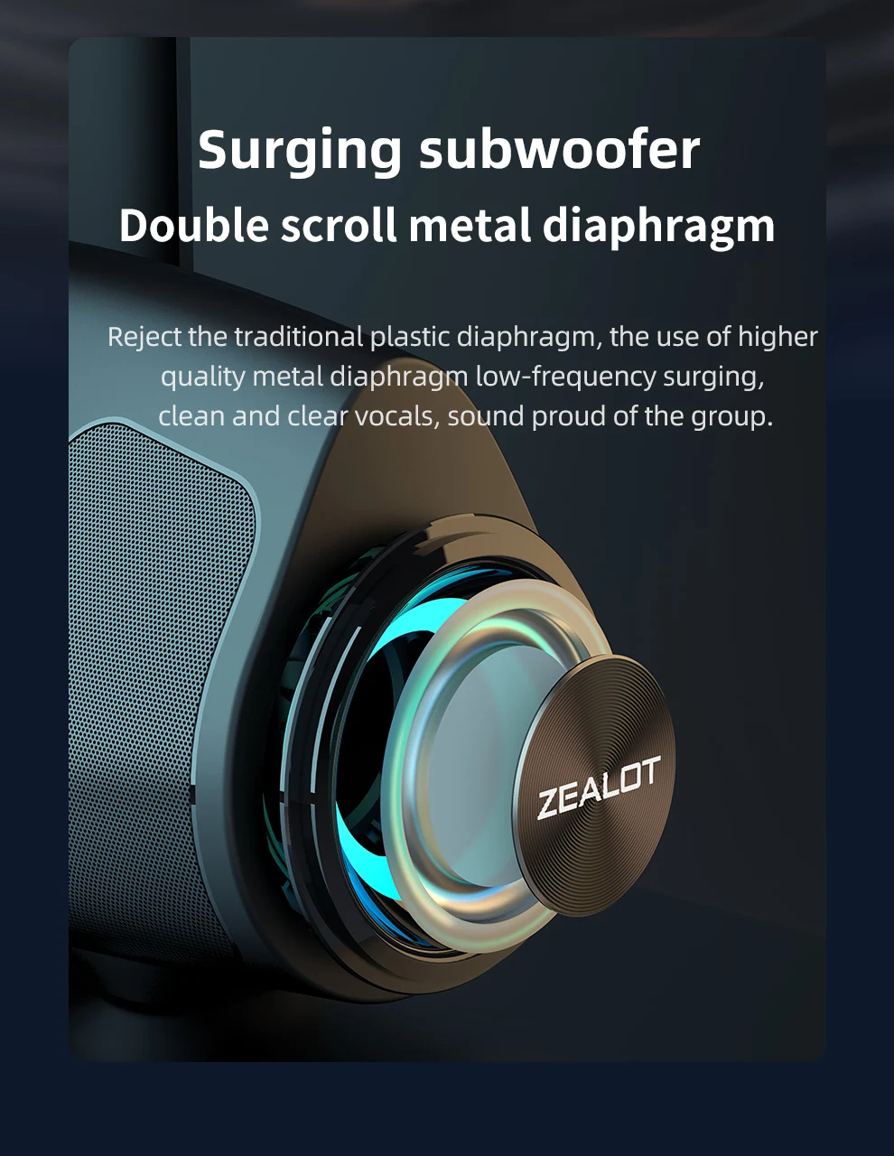 Zealot-P1 Karaoke Tragbarer Bluetooth-Lautsprecher mit IPX5 Wasserschutz, Komfortablem Griff, Steuerbarer Beleuchtung, 40W, für Draußen – Detail 6